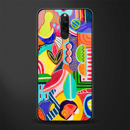 retro abstract glass case for redmi 8 image