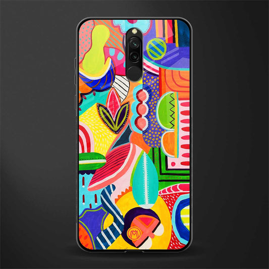 retro abstract glass case for redmi 8 image