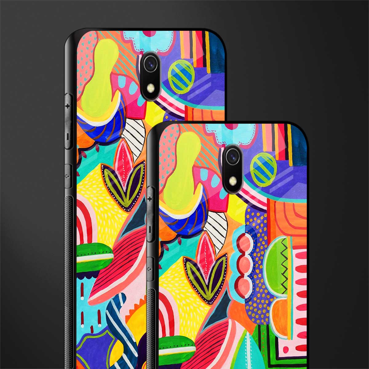 retro abstract glass case for redmi 8a image-2