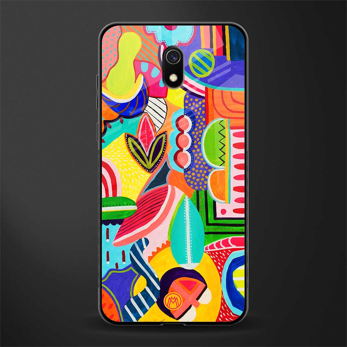 retro abstract glass case for redmi 8a image