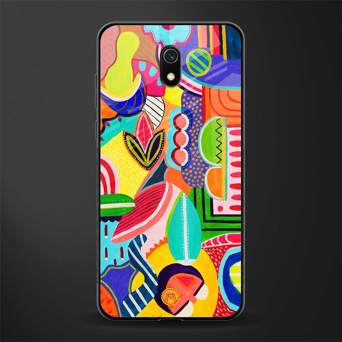 retro abstract glass case for redmi 8a image