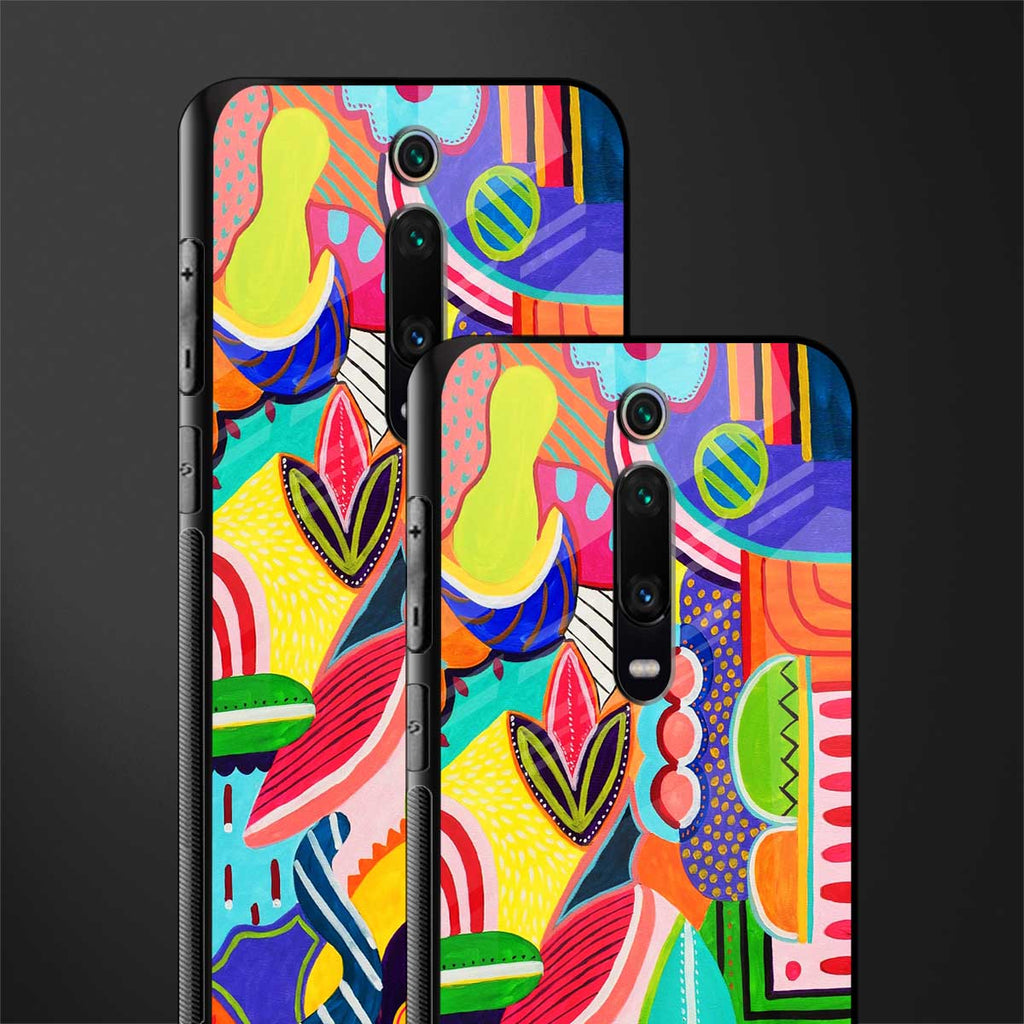 retro abstract glass case for redmi k20 pro image-2
