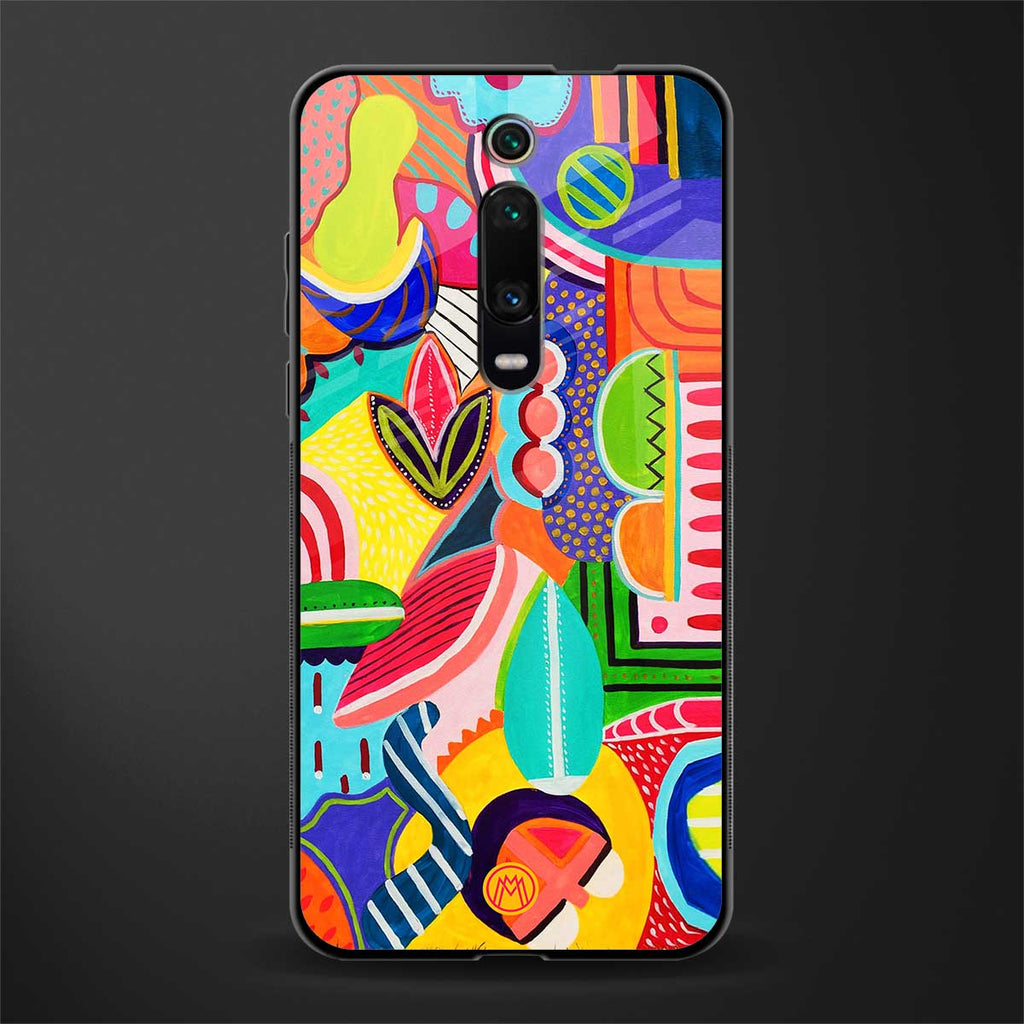 retro abstract glass case for redmi k20 pro image