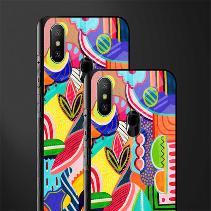 retro abstract glass case for redmi 6 pro image-2