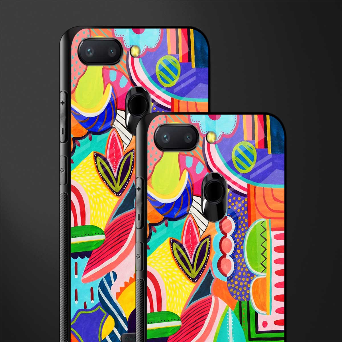 retro abstract glass case for redmi 6 image-2