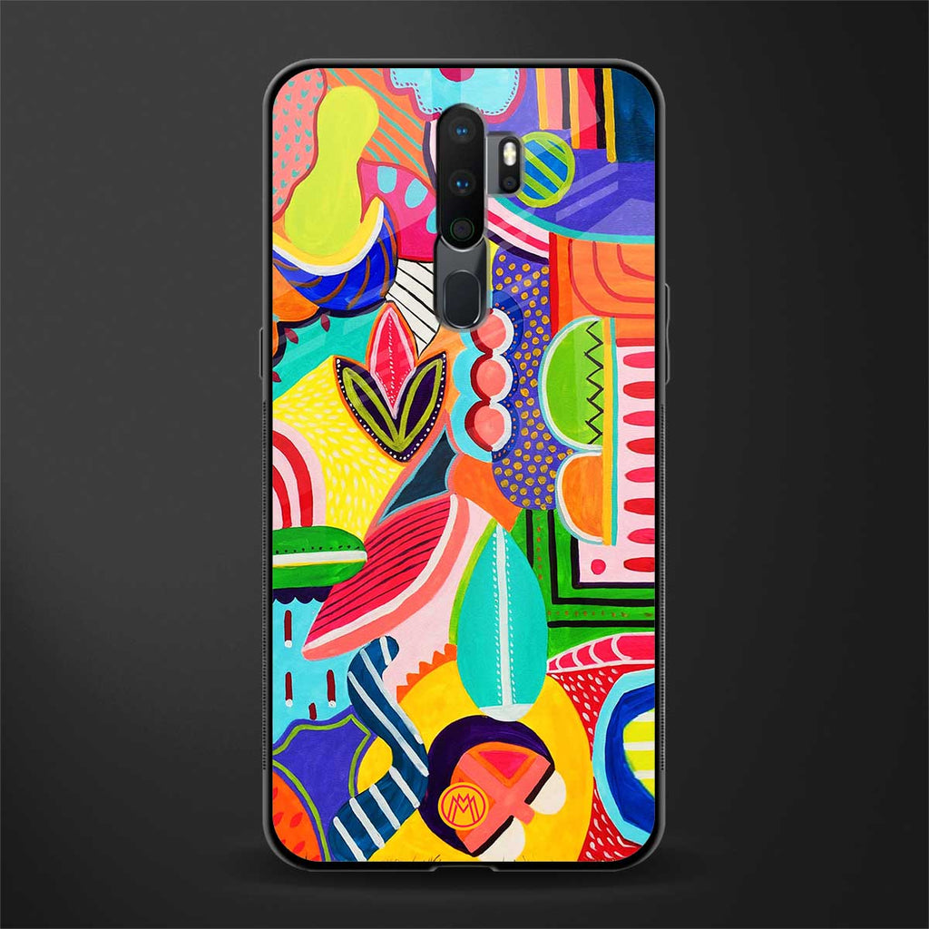 retro abstract glass case for oppo a9 2020 image