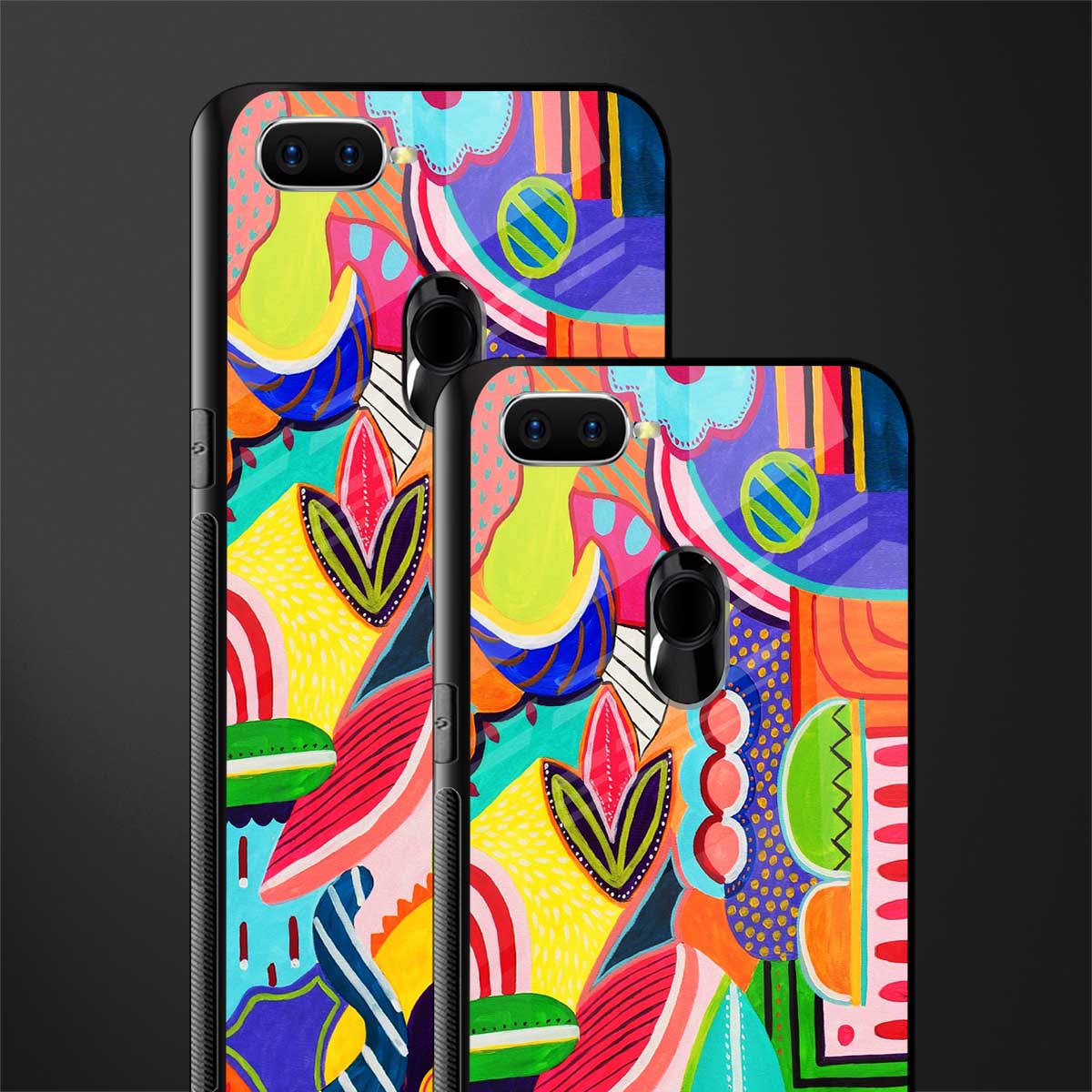 retro abstract glass case for oppo a12 image-2