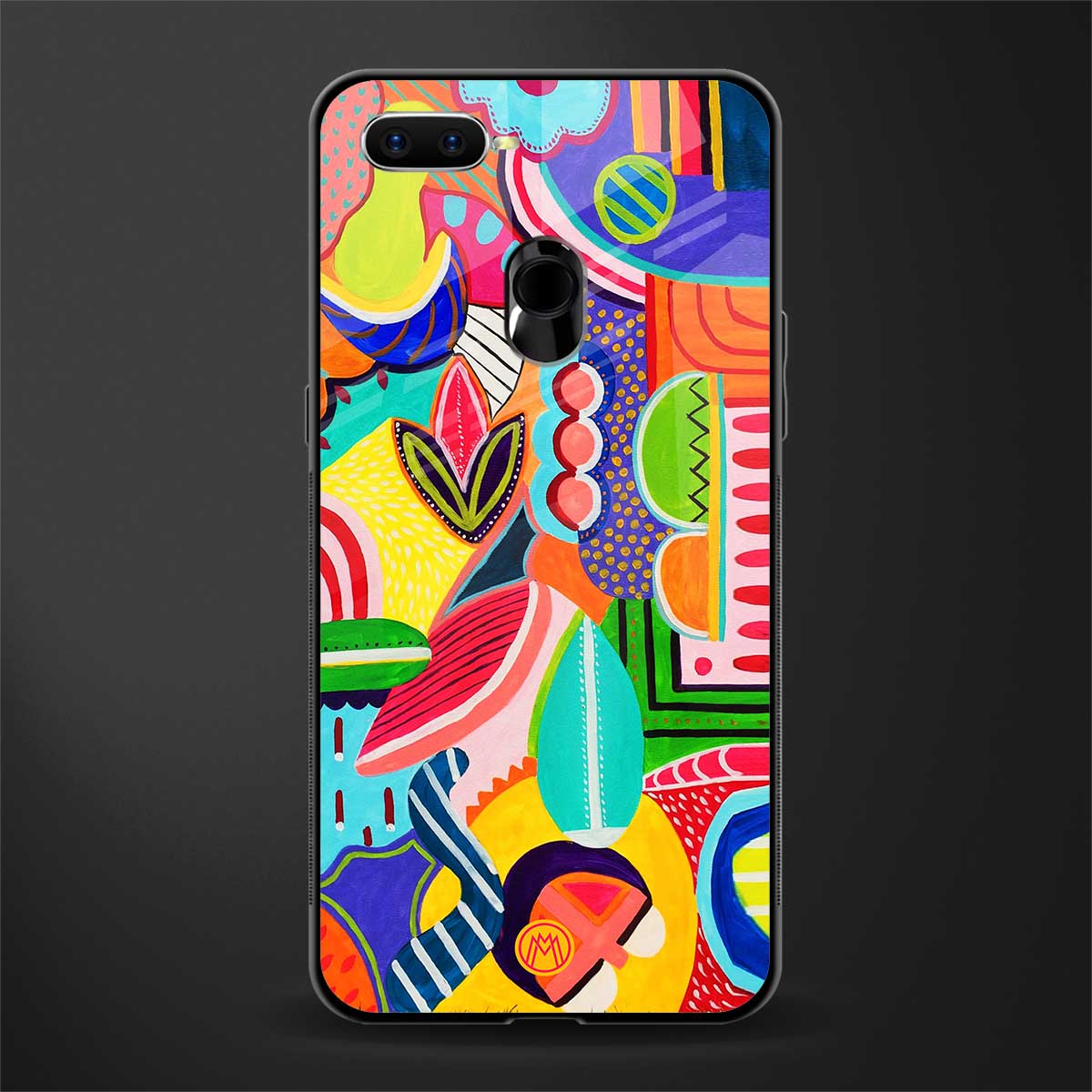 retro abstract glass case for oppo a12 image