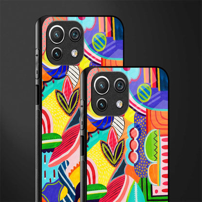 retro abstract glass case for mi 11 lite image-2