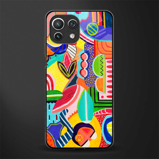 retro abstract glass case for mi 11 lite image