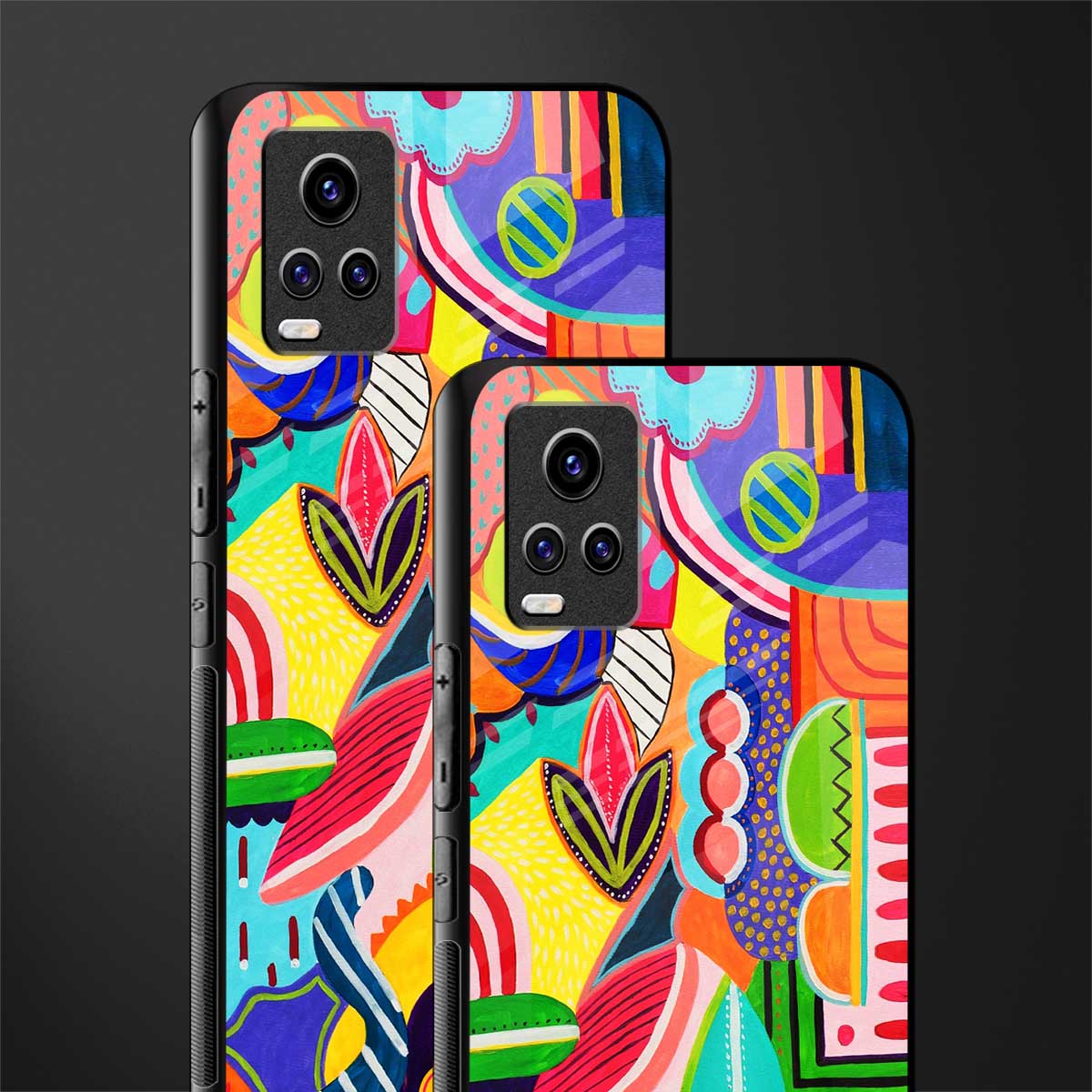 retro abstract back phone cover | glass case for vivo y73