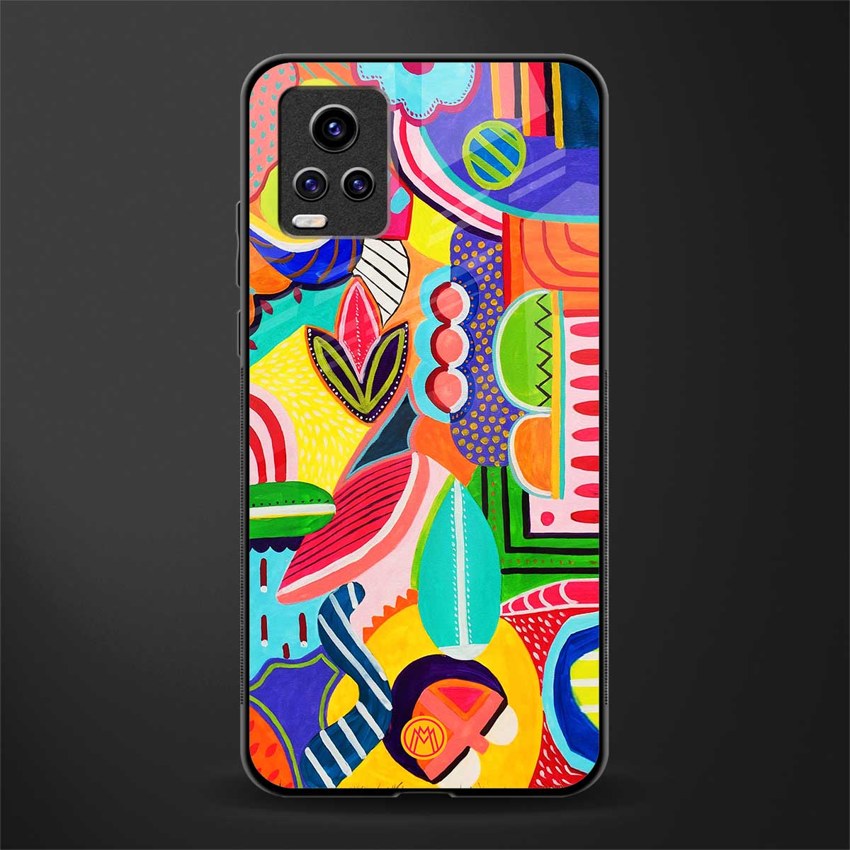 retro abstract back phone cover | glass case for vivo y73