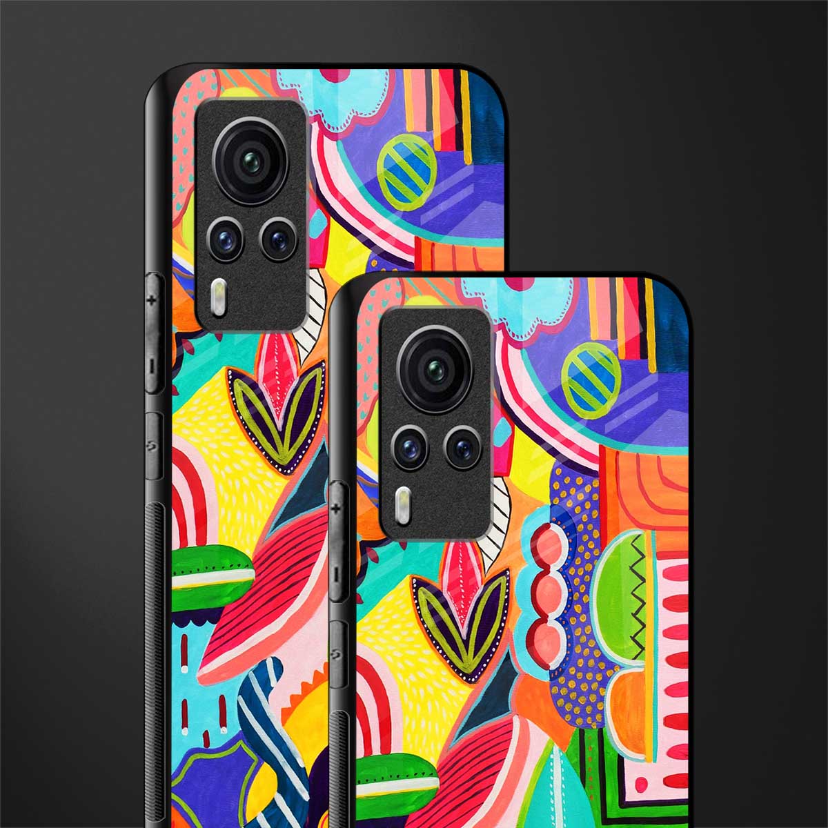 retro abstract glass case for vivo x60 pro image-2