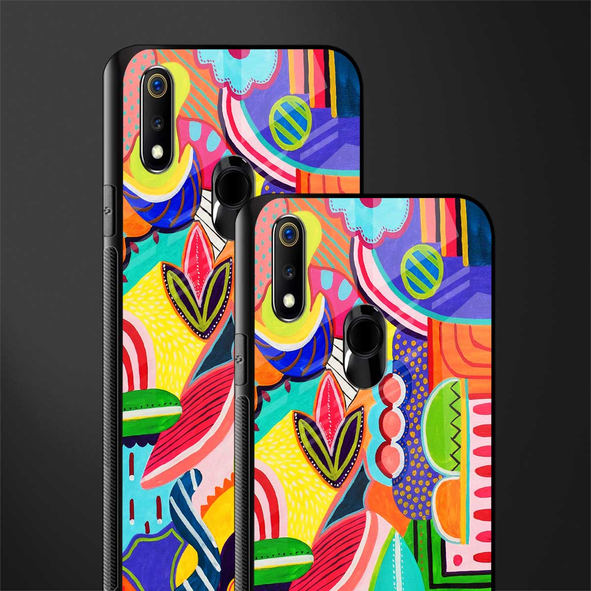 retro abstract glass case for realme 3 image-2