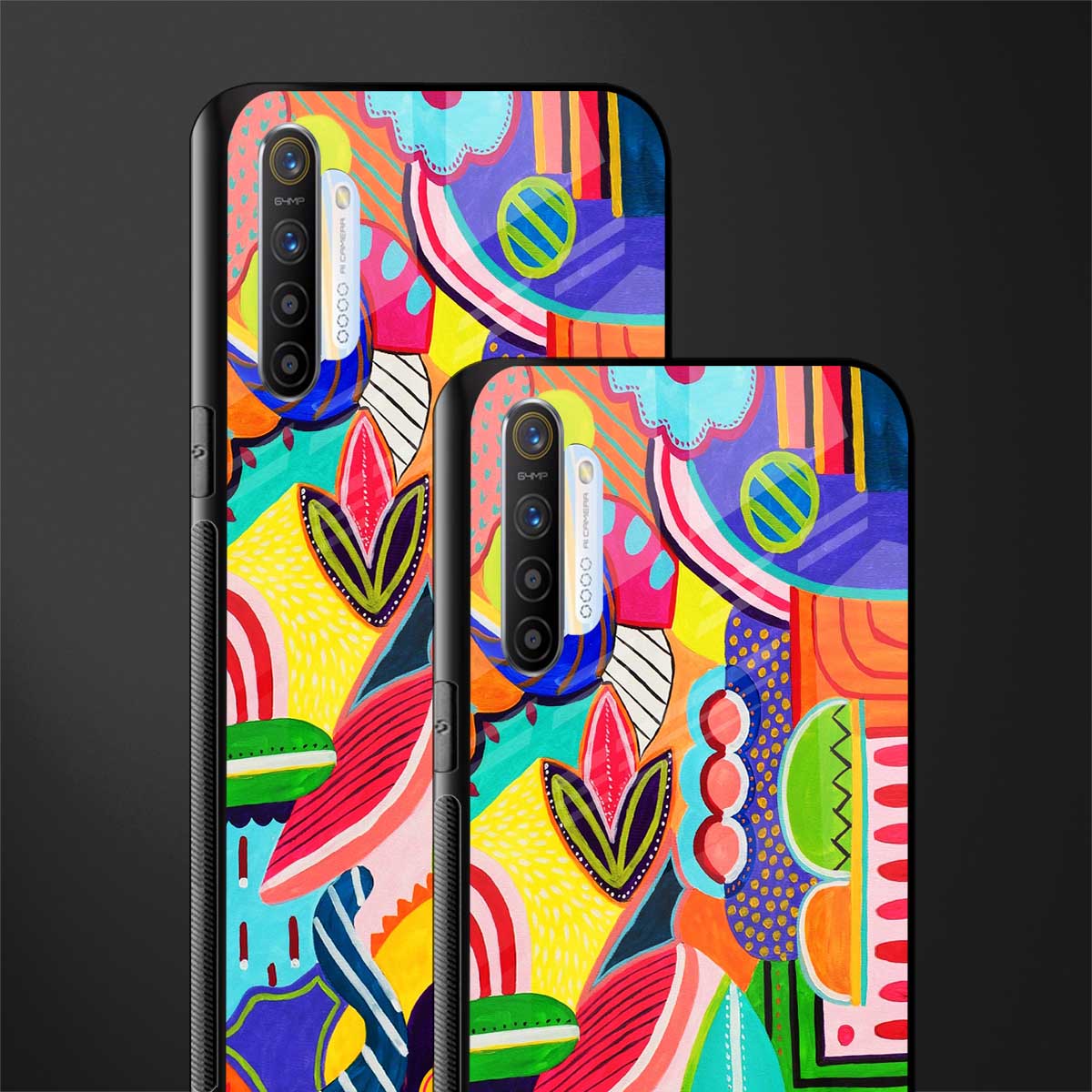 retro abstract glass case for realme x2 image-2