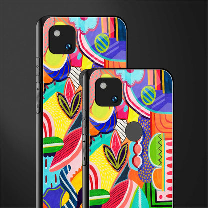 retro abstract back phone cover | glass case for google pixel 4a 4g