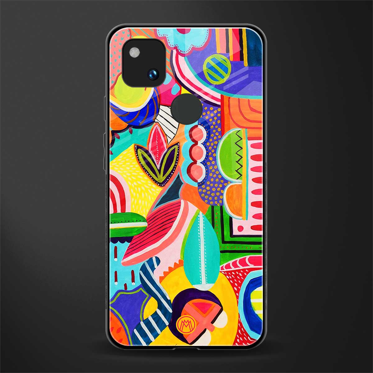 retro abstract back phone cover | glass case for google pixel 4a 4g