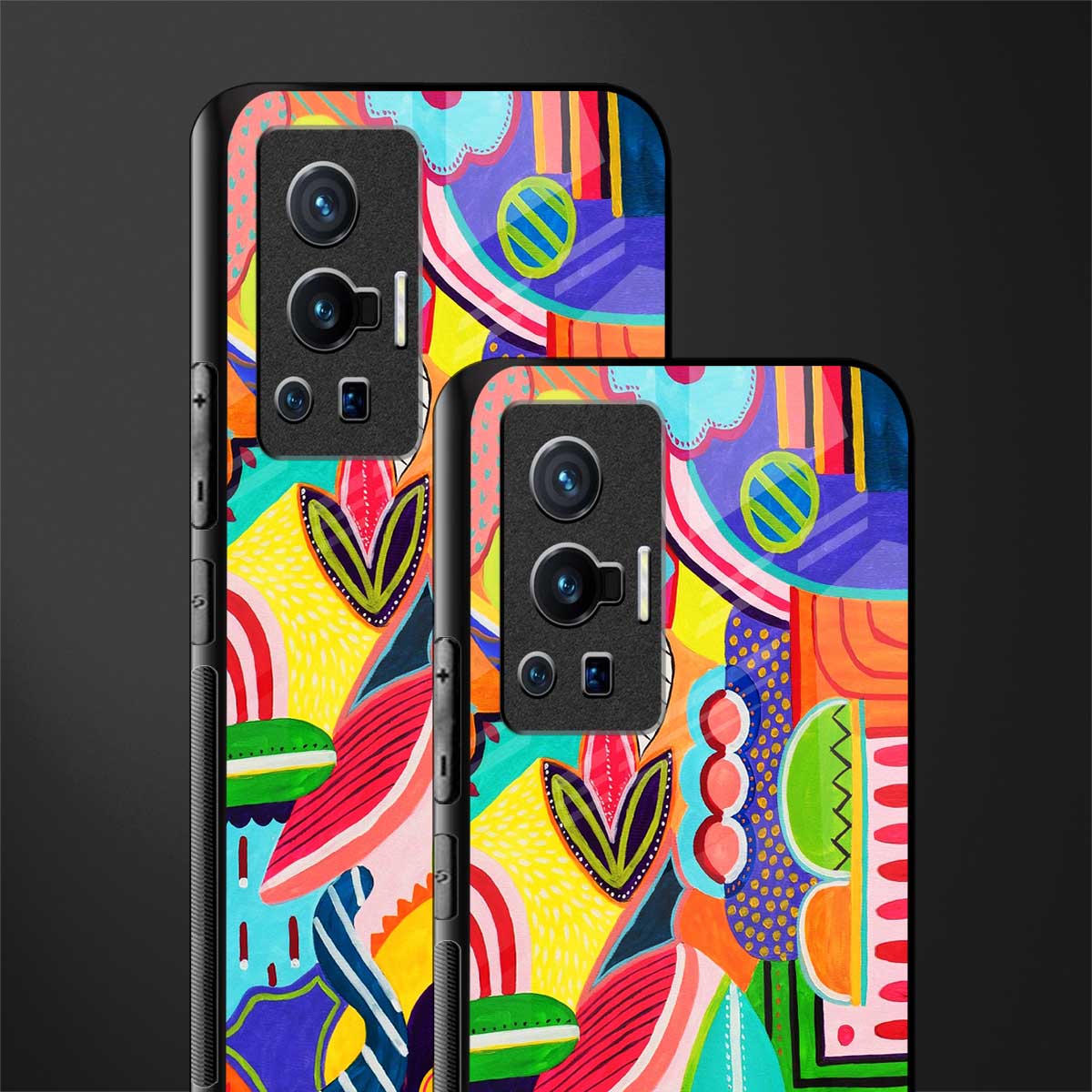 retro abstract glass case for vivo x70 pro image-2