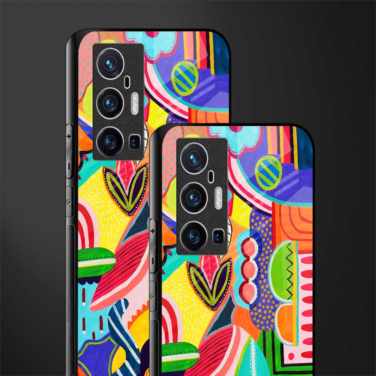 retro abstract glass case for vivo x70 pro plus image-2