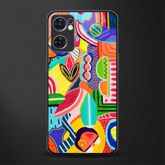 retro abstract glass case for oppo reno7 5g image