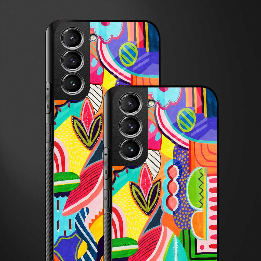 retro abstract glass case for samsung galaxy s21 plus image-2