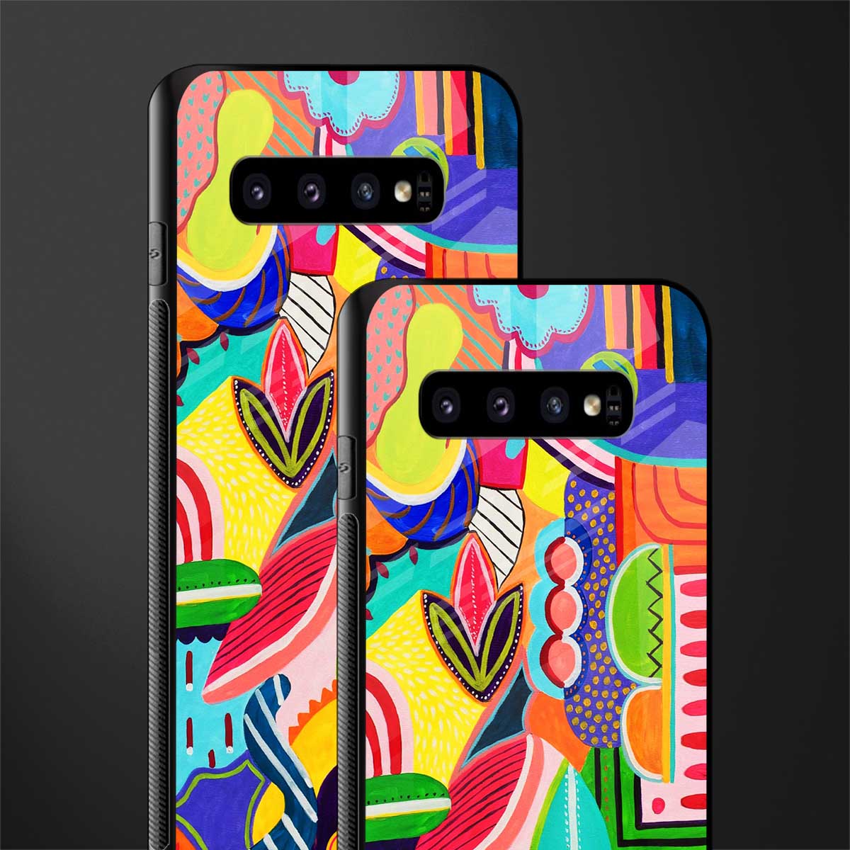 retro abstract glass case for samsung galaxy s10 image-2