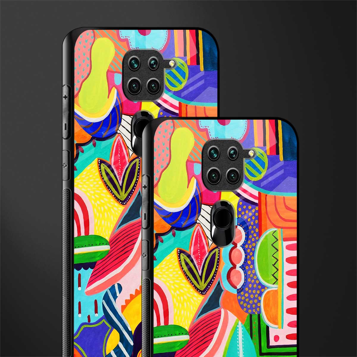 retro abstract glass case for redmi note 9 image-2