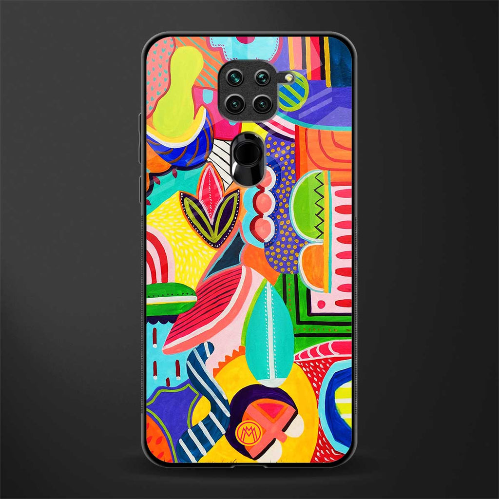 retro abstract glass case for redmi note 9 image