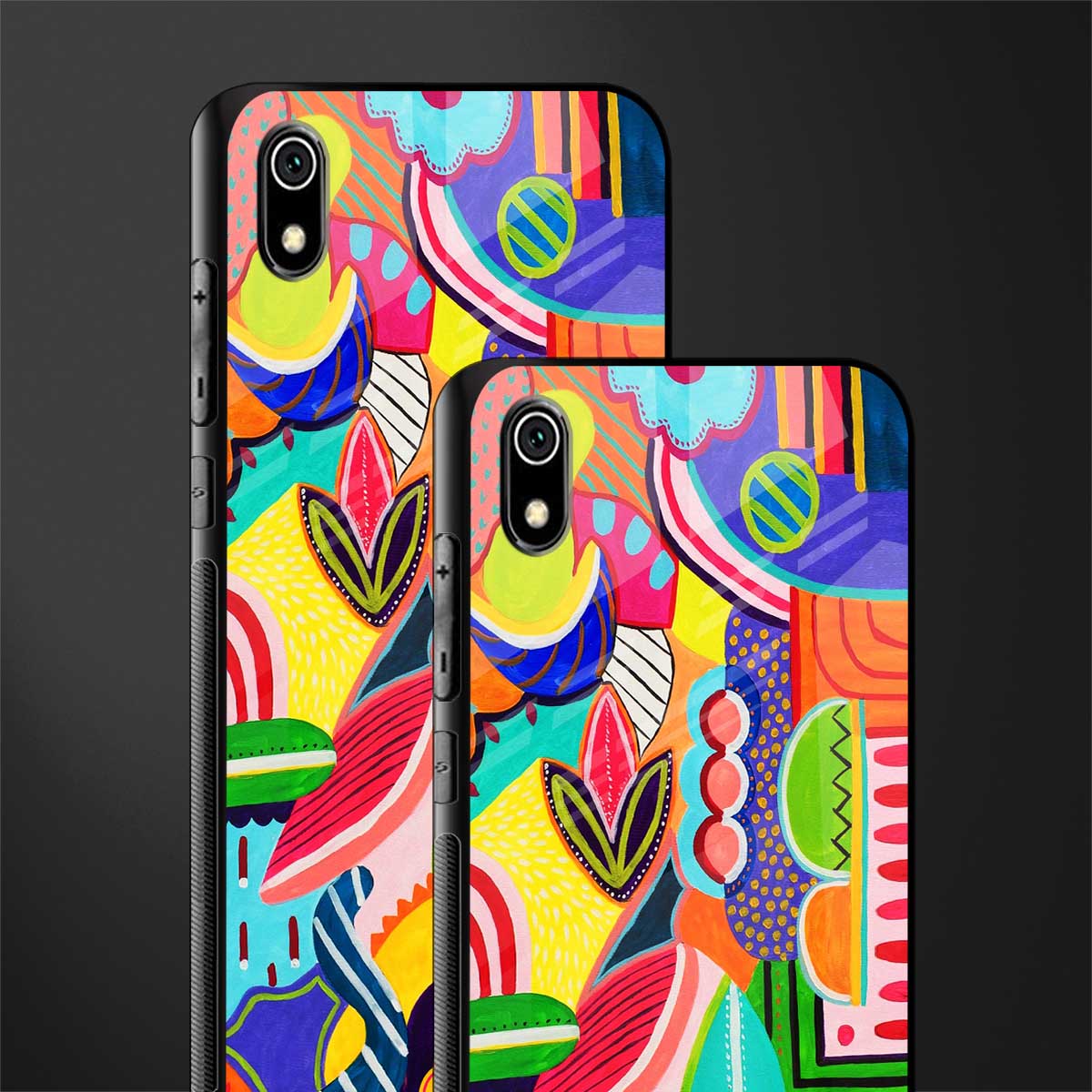 retro abstract glass case for redmi 7a image-2