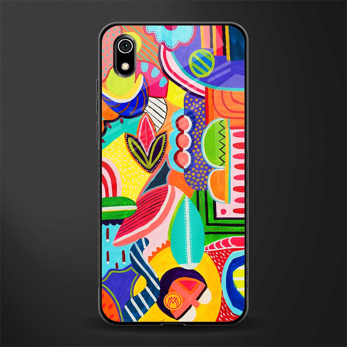 retro abstract glass case for redmi 7a image