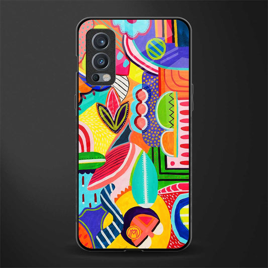 retro abstract glass case for oneplus nord 2 5g image