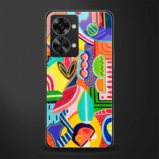 retro abstract glass case for phone case | glass case for oneplus nord 2t 5g
