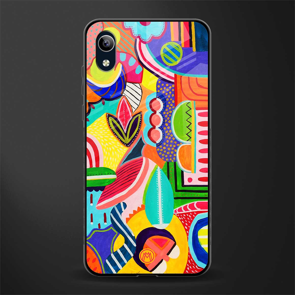 retro abstract glass case for vivo y1s without fingerprint image