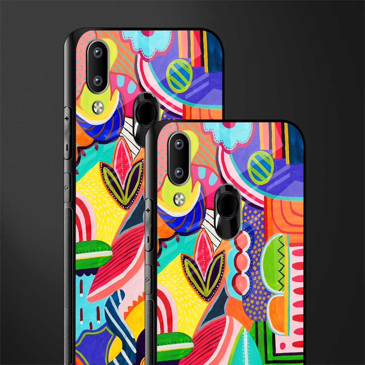 retro abstract glass case for vivo y91 image-2