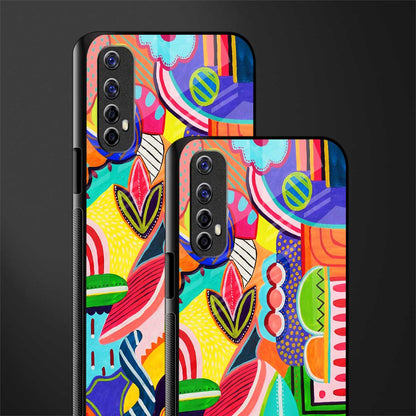 retro abstract glass case for realme 7 image-2