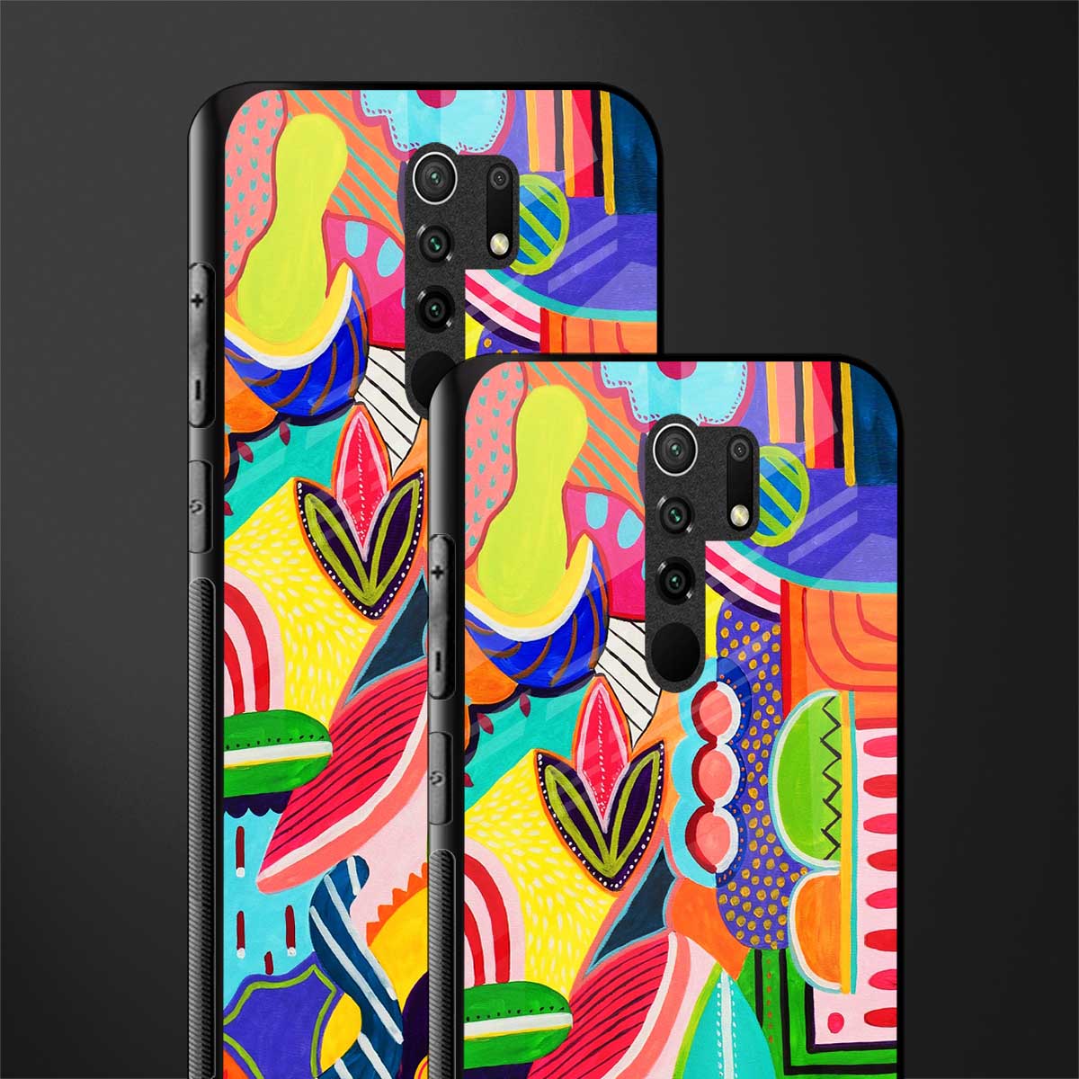 retro abstract glass case for poco m2 image-2