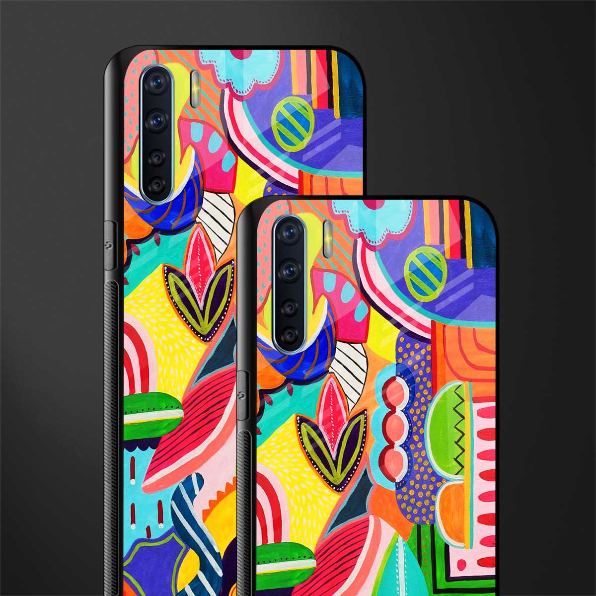 retro abstract glass case for oppo f15 image-2