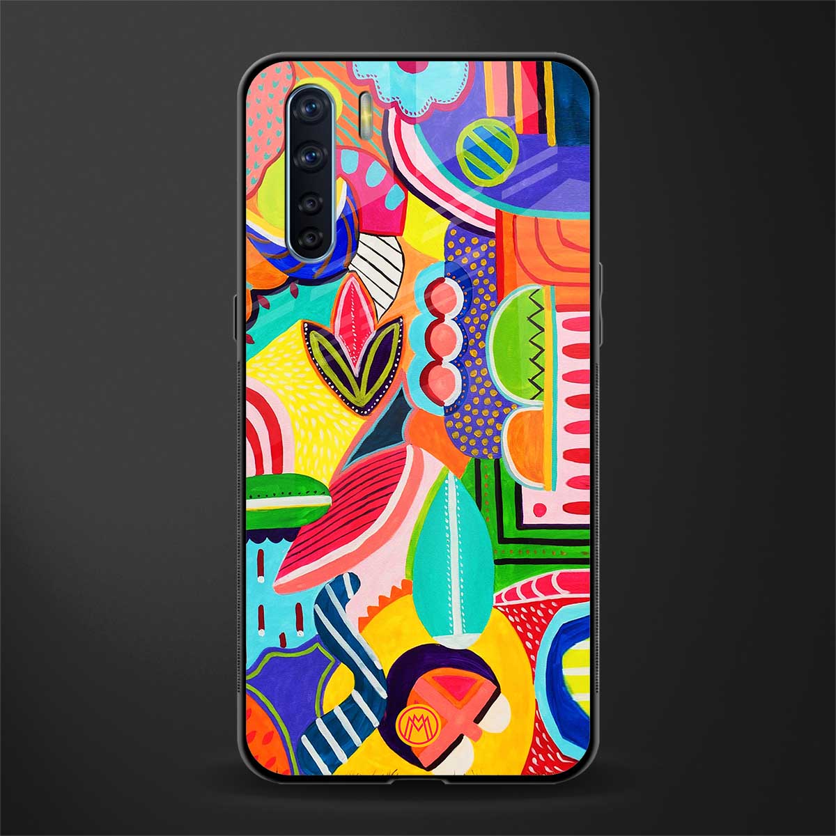 retro abstract glass case for oppo f15 image