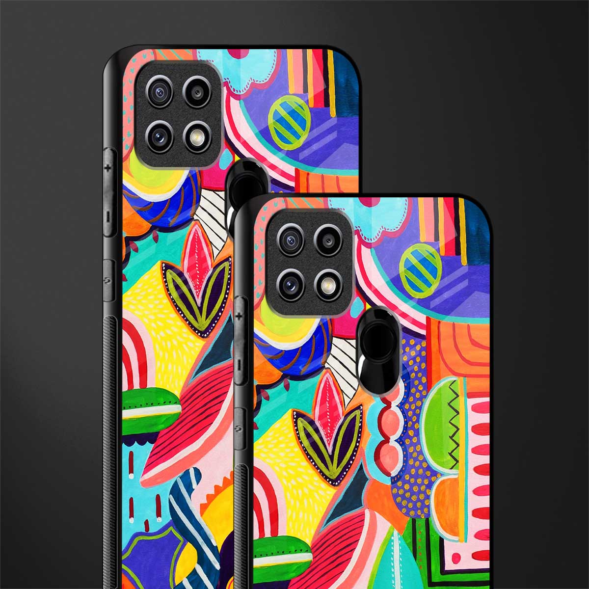 retro abstract glass case for oppo a15 image-2