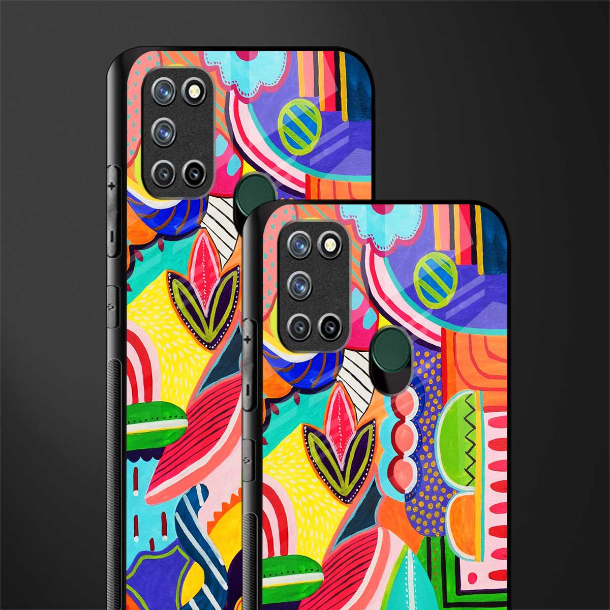 retro abstract glass case for realme 7i image-2