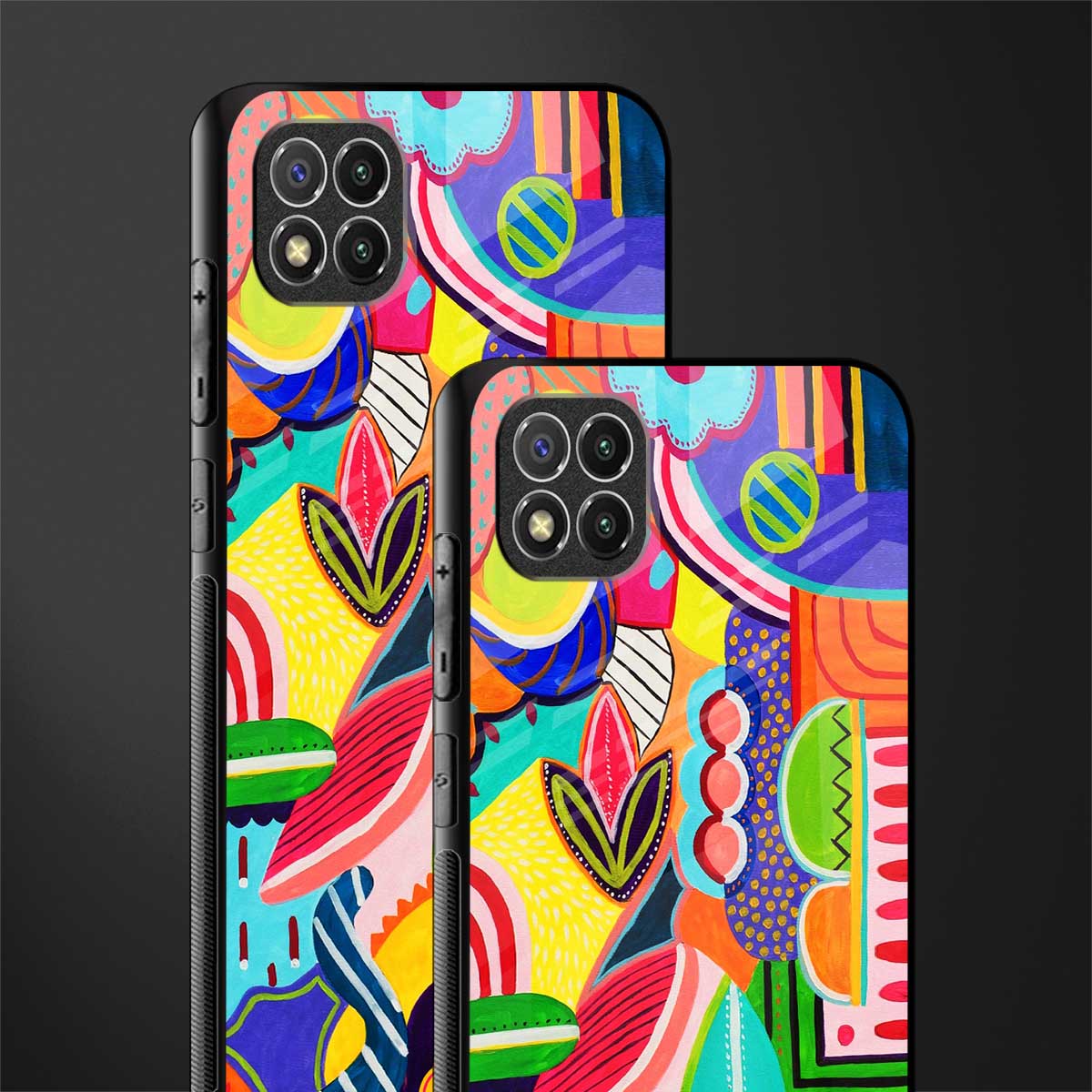 retro abstract glass case for poco c3 image-2