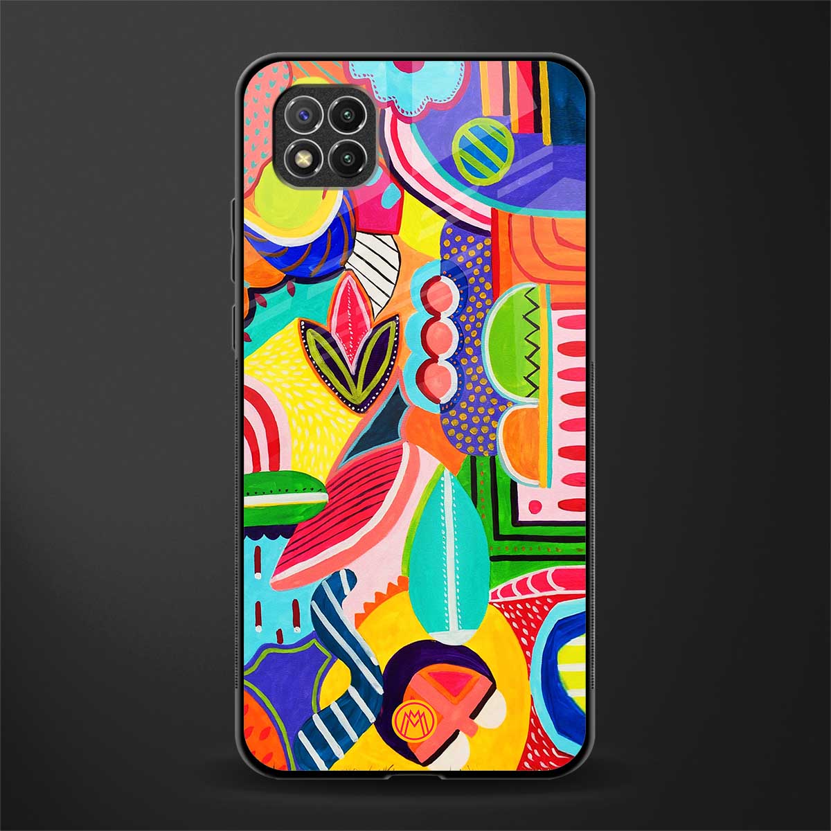 retro abstract glass case for poco c3 image