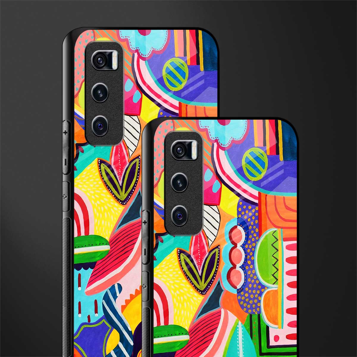 retro abstract glass case for vivo v20 se image-2