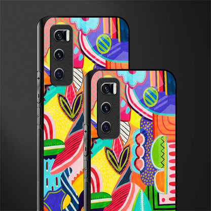 retro abstract glass case for vivo v20 se image-2