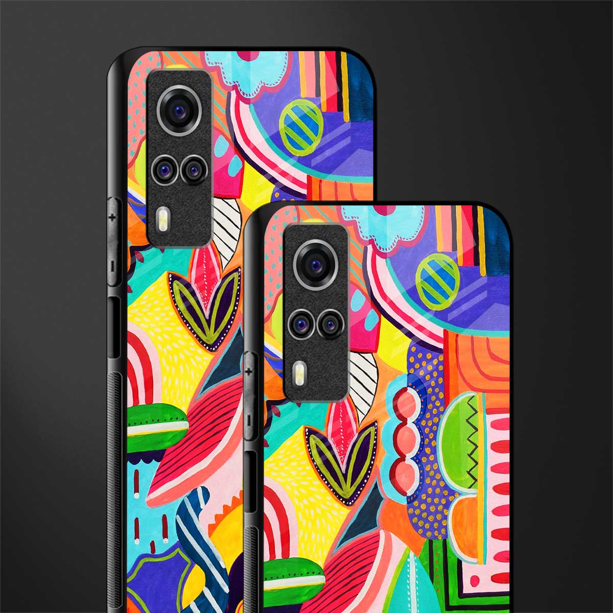 retro abstract glass case for vivo y53s image-2