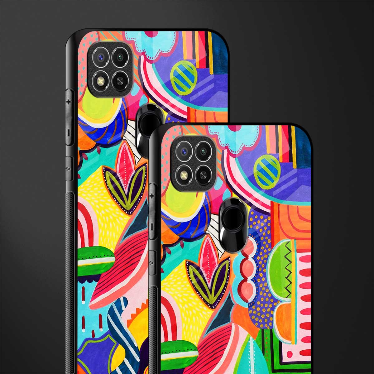 retro abstract glass case for redmi 9 image-2