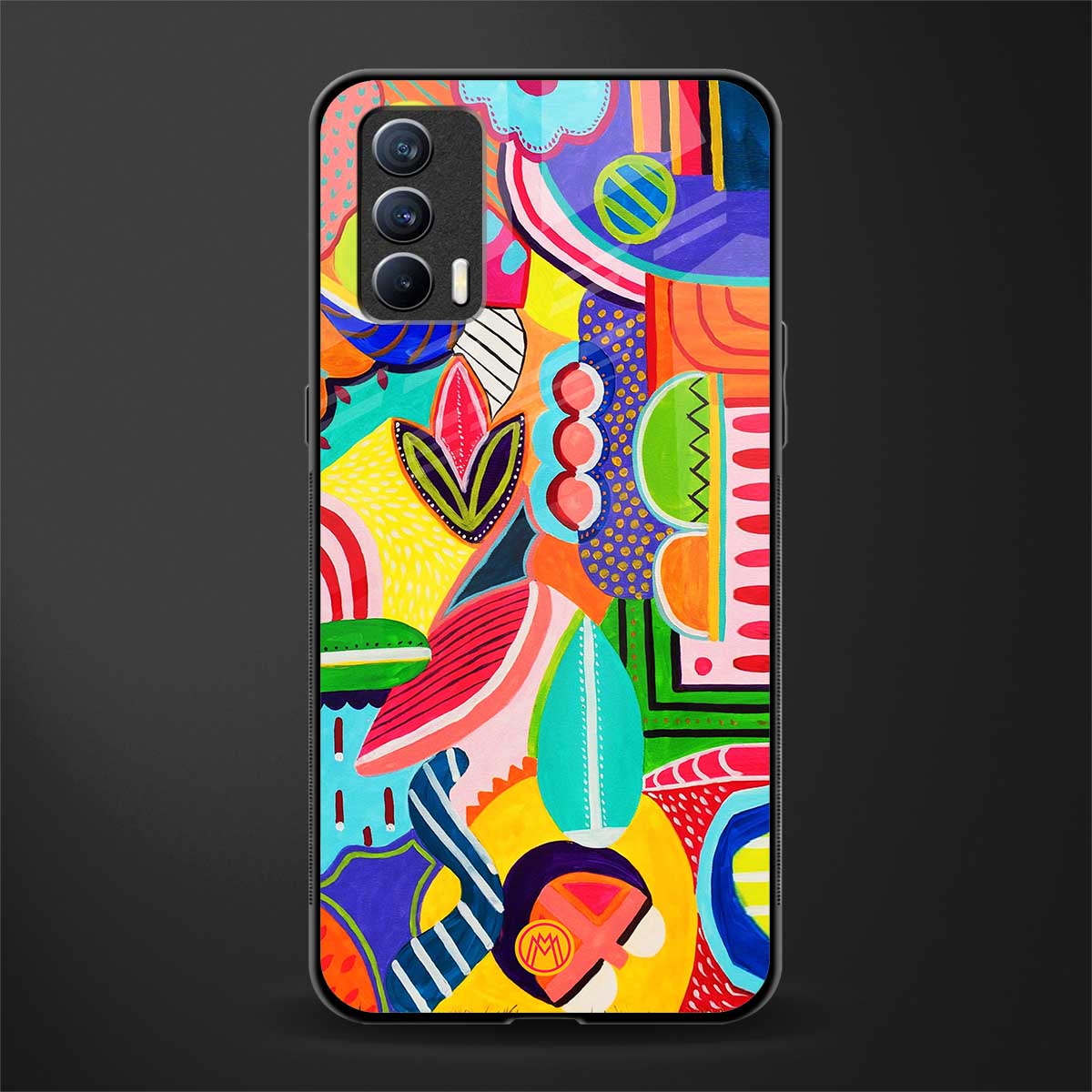 retro abstract glass case for realme x7 image