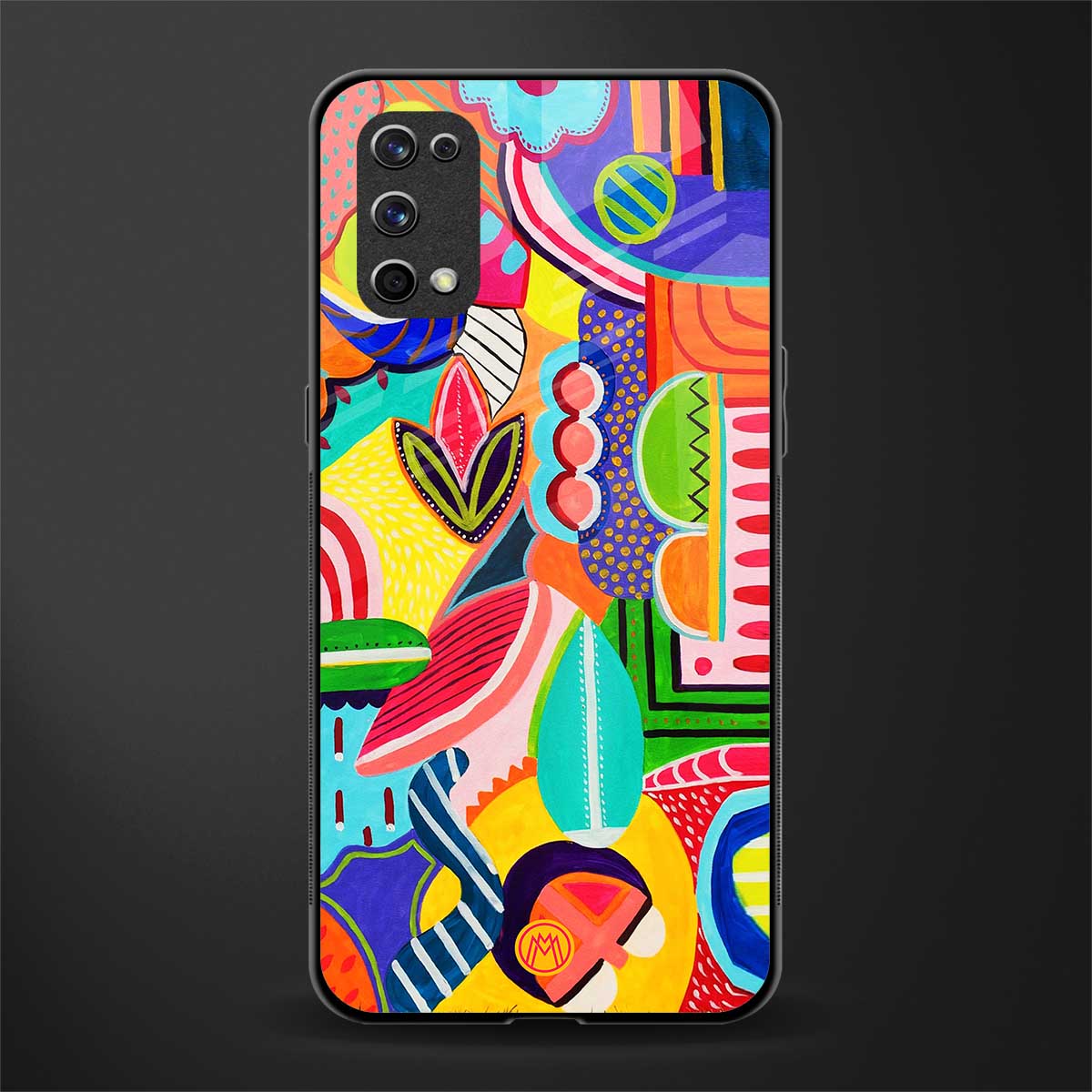 retro abstract glass case for realme x7 pro image