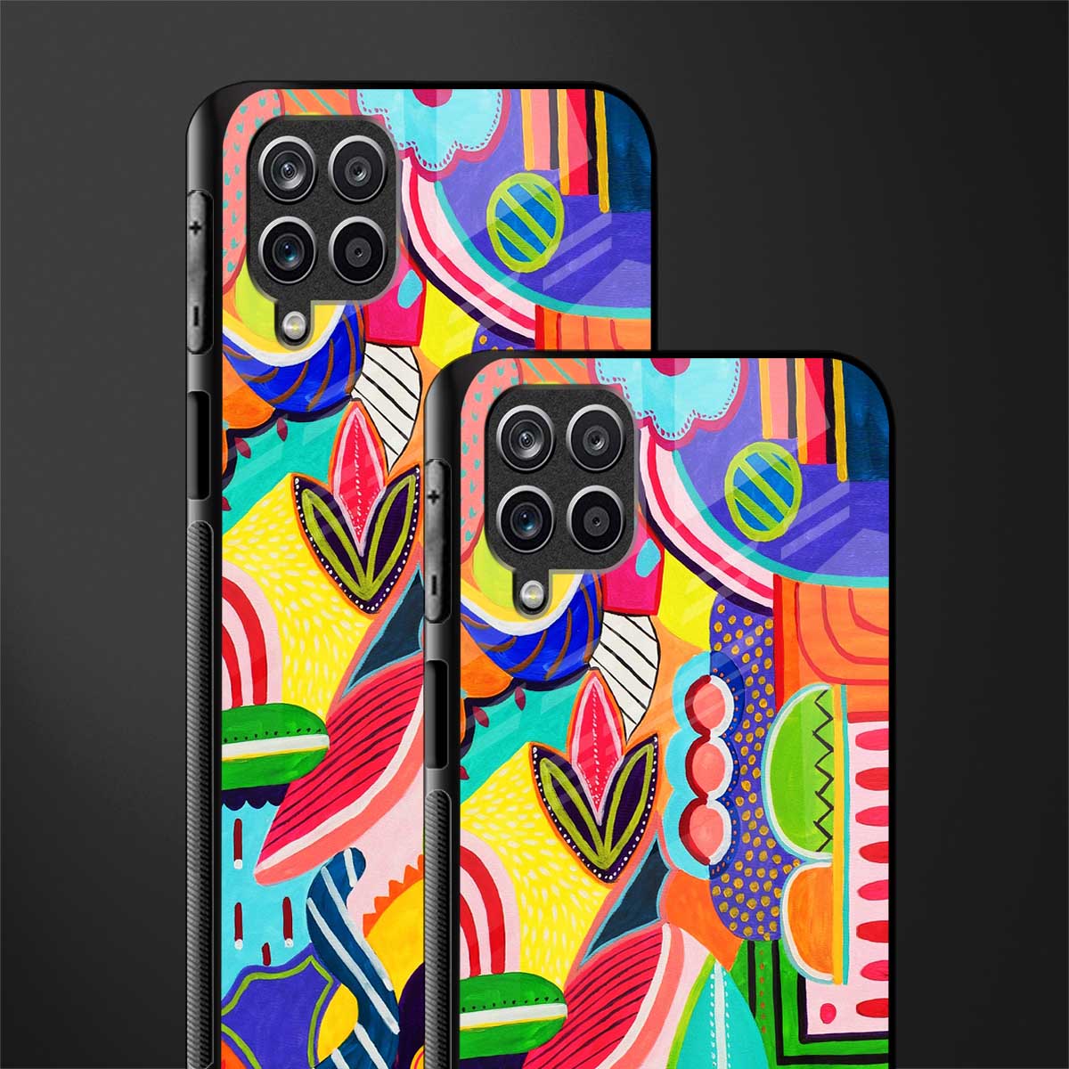 retro abstract glass case for samsung galaxy a12 image-2