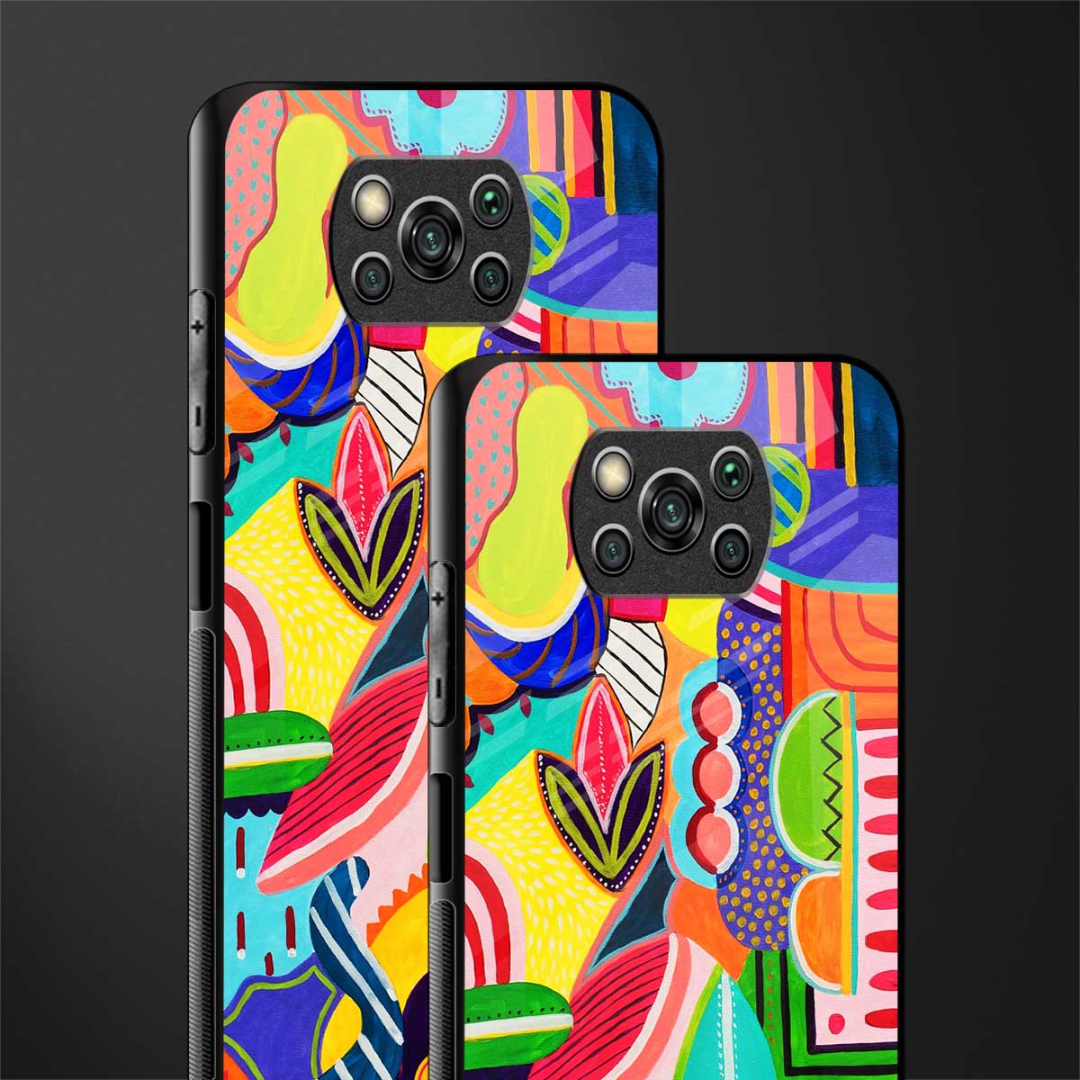 retro abstract glass case for poco x3 pro image-2